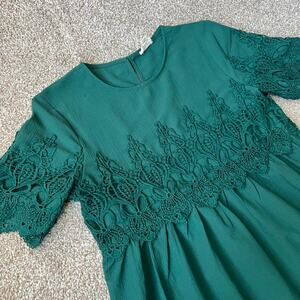 Green maxi dress with lace S